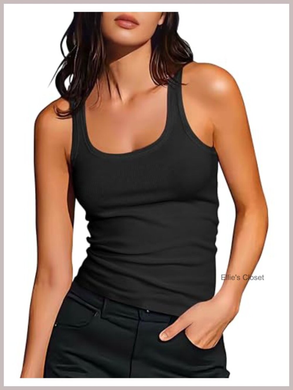 Women's Sleeveless Ribbed Knit Scoop Neck Racerback Tank Top - Fitted